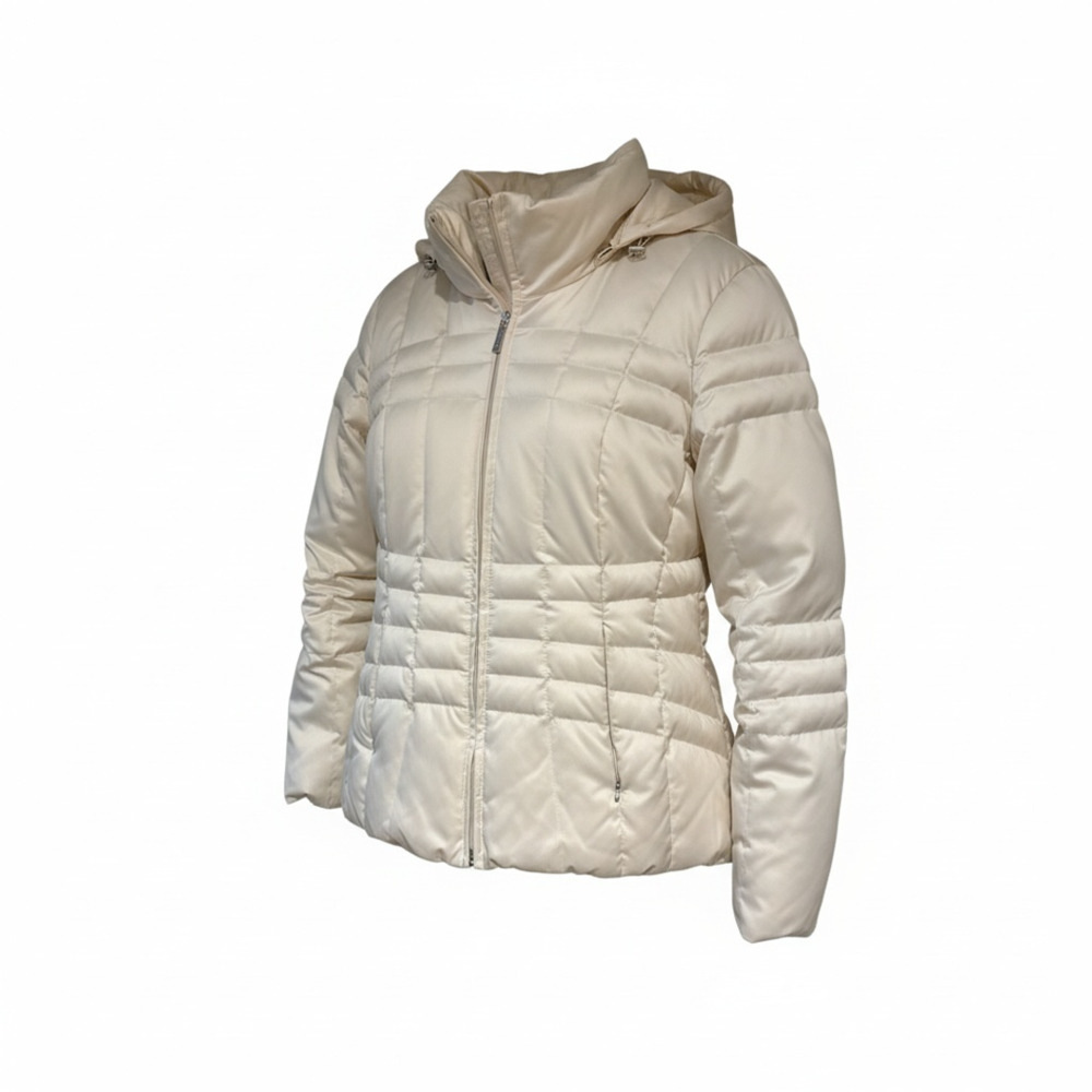 Calvin Klein Women's Beige Hooded Puffer Jacket Size L